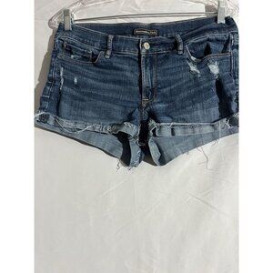 Abercrombie & Fitch Women Shorts 29 Blue Denim Cut Off Distressed Boho
